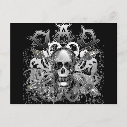 重カッコいい金属スタイルTシャツとギフトのパパ ポストカード (正面)