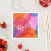 重カラフルなり合う円パーソナライズされたパーティー スタンダードカクテルナプキン (インサイチュ)