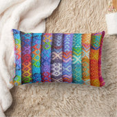 重カラフル層織物ルックボホ ランバークッション (ブランケット)