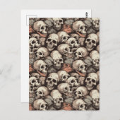 重グランジ積スカルシームレスパターンスケッチ ポストカード (正面/裏面)