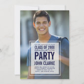 重モダンねて男写真卒業パーティー 招待状 (正面)