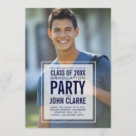 重モダンねて男写真卒業パーティー 招待状