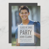 重モダンねて男写真卒業パーティー 招待状 (正面/裏面)