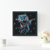 重モノグラムの金属の岩 スクエア壁時計 (ホーム)