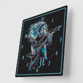 重モノグラムの金属の岩 スクエア壁時計 (傾斜)