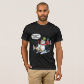 重力をテストするおもしろ雪だるま – 冬のスキージョーク Tシャツ (正面フル)