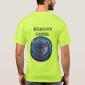 重力をテーマにした宇宙渦のロゴ Tシャツ (裏面)