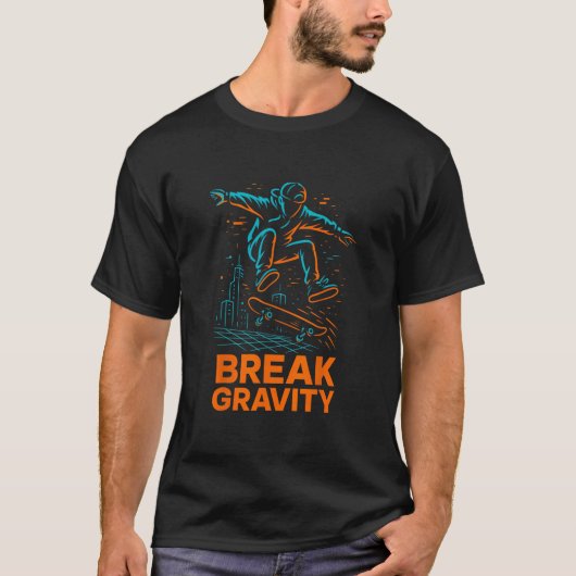 重力を打ち破る スケートボードの墓標 ダイナミック ストリート美学 Tシャツ (正面)
