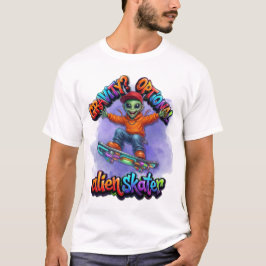 重力を無視したエイリアンスケーターのホバーボード宇宙アート Tシャツ
