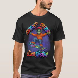 重力を無視したエイリアンスケーター ホバーボード 宇宙アート Tシャツ