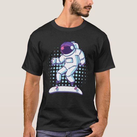 重力ゼロスケート宇宙の宇宙飛行士 Tシャツ (正面)