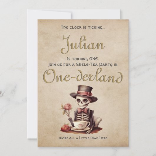 重大な間違いゴシックのスケルトンハロウィーンベビーBday 招待状 (正面)