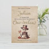 重大な間違いゴシックのスケルトンハロウィーンベビーBday 招待状 (スタンド正面)