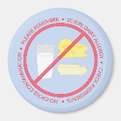 重度の乳製品アレルギーの注意喚起 マグネット (正面)