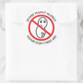 重度ピーナッツアレルギーステッカー(6セット) ラウンドシール (バッグ)