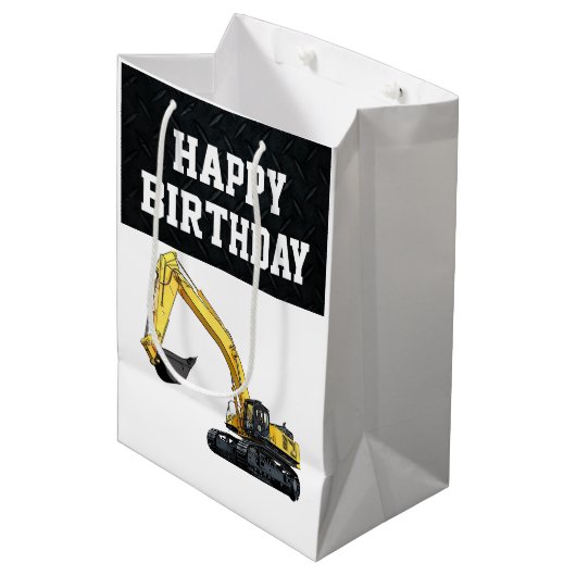 重機事業建築誕生日 ミディアムペーパーバッグ (正面アングル)