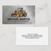 重機械掘削機のロゴ | メタル背景 名刺 (正面/裏面)