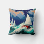 重海を走る帆船 クッション (裏面)