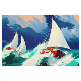 重海を走る帆船 メタルプリント