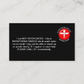 重症筋無力症の医療警告カード 名刺 (裏面)