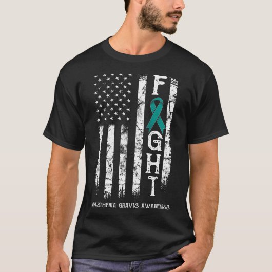 重症筋無力症米国国旗 Tシャツ (正面)