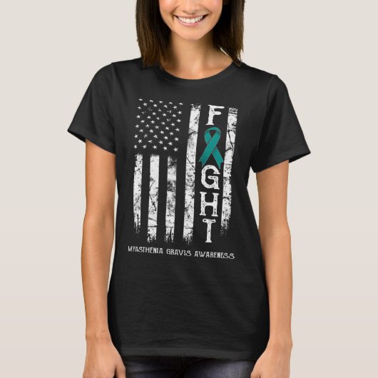 重症筋無力症米国国旗 Tシャツ (正面)