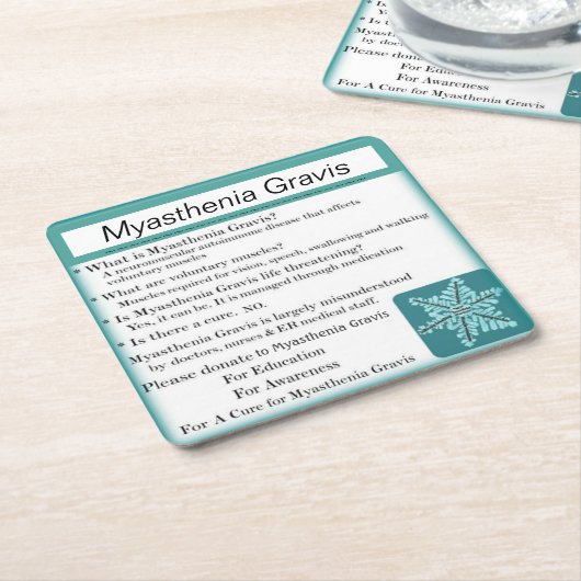 重症筋無力症認識度 スクエアペーパーコースター (アングル)