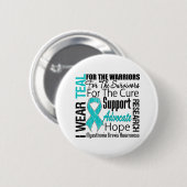 重症筋無力症I衣服ティール（緑がかった色）リボントリビュート 缶バッジ (正面&裏面)