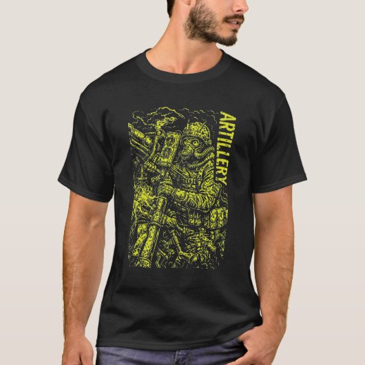 重砲兵士重火力グラフィックアート Tシャツ (正面)