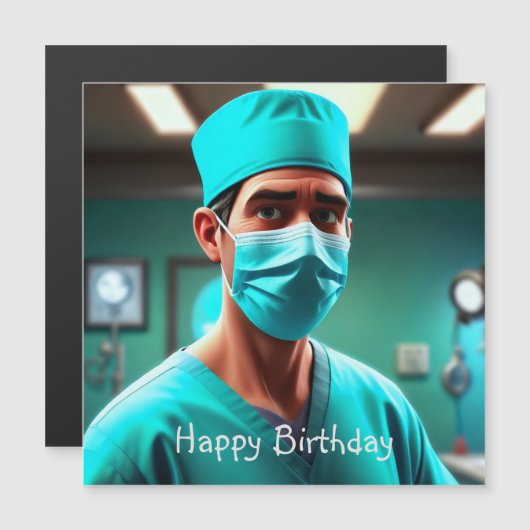 重篤な外科医誕生日磁気カード (正面/裏面)