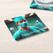 重篤な外科医誕生日 スクエアペーパーコースター (アングル)