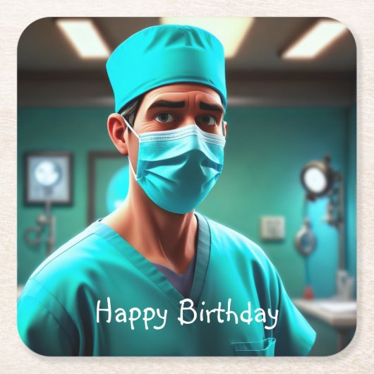 重篤な外科医誕生日 スクエアペーパーコースター (正面)