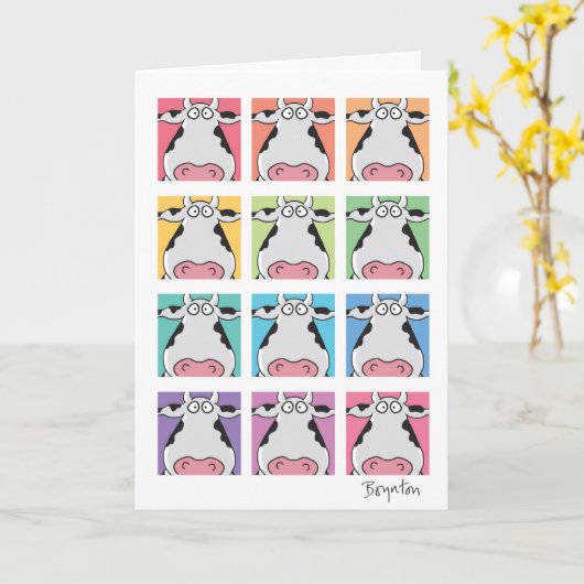 重篤な牛 カード (黄色い花)