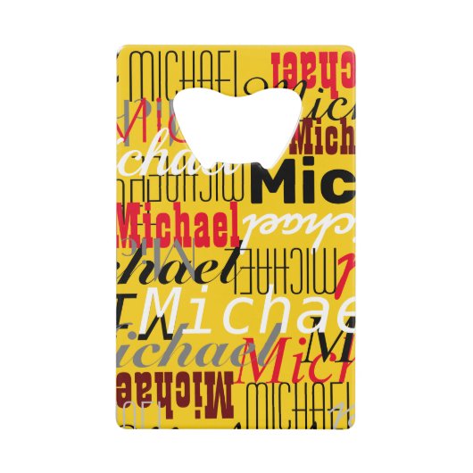 重複した名前の全黄色 クレジットカード栓抜き (正面)