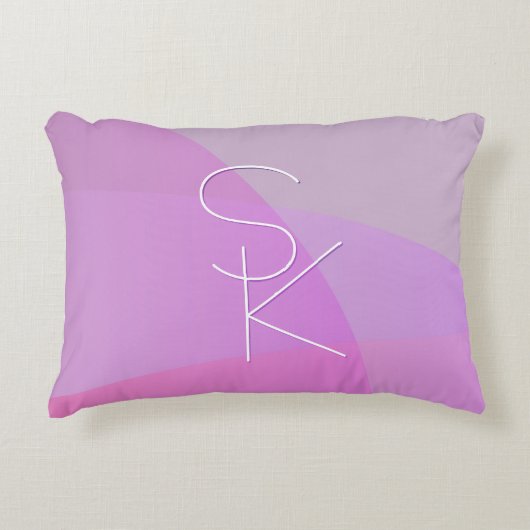 重複するイニシャル |ピンクモダン幾何学的 アクセントクッション (正面)