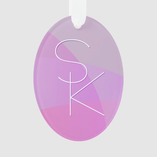 重複するイニシャル |ピンクモダン幾何学的 オーナメント (正面)