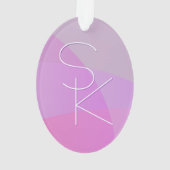 重複するイニシャル |ピンクモダン幾何学的 オーナメント (裏面)