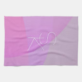 重複するイニシャル |ピンクモダン幾何学的 キッチンタオル (横)