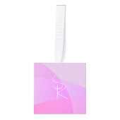 重複するイニシャル |ピンクモダン幾何学的 キューブオーナメント (正面)