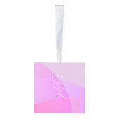 重複するイニシャル |ピンクモダン幾何学的 キューブオーナメント (右)