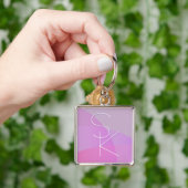 重複するイニシャル |ピンクモダン幾何学的 キーホルダー (手)