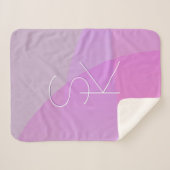 重複するイニシャル |ピンクモダン幾何学的 シェルパブランケット (正面(横))