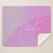 重複するイニシャル |ピンクモダン幾何学的 シェルパブランケット (正面(横))