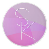 重複するイニシャル |ピンクモダン幾何学的 セラミックノブ (正面)