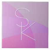 重複するイニシャル |ピンクモダン幾何学的 タイル (正面)