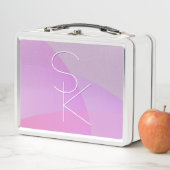 重複するイニシャル |ピンクモダン幾何学的 メタルランチボックス (インサイチュ)