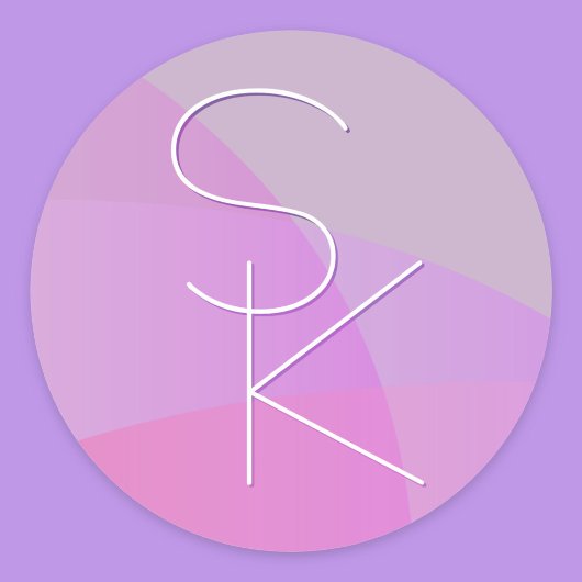 重複するイニシャル |ピンクモダン幾何学的 ラウンドシール