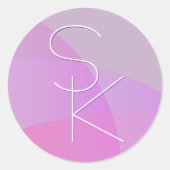 重複するイニシャル |ピンクモダン幾何学的 ラウンドシール (正面)