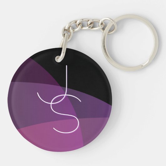 重複するイニシャル |紫モダンとピンク キーホルダー (裏面)