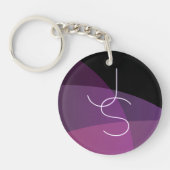 重複するイニシャル |紫モダンとピンク キーホルダー (正面)